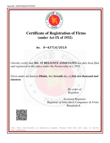 RJSC Firm Reg. Certificate of STRA